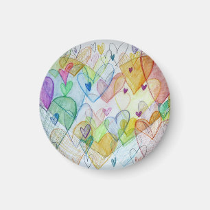 Community Hearts Art Rainbow Fridge Magnets
