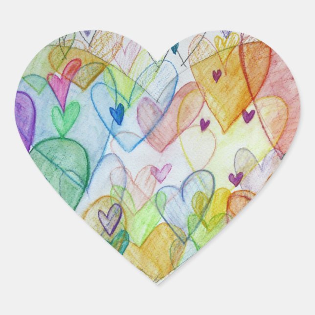 Community Hearts Love Labels Art Stickers (Front)