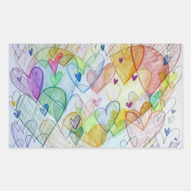 Community Hearts Love Labels Art Stickers (Front)