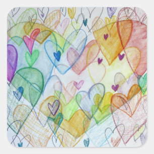 Community Hearts Love Labels Art Stickers
