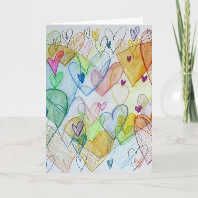 Community Hearts Painting Custom Art Greeting Card (Front)