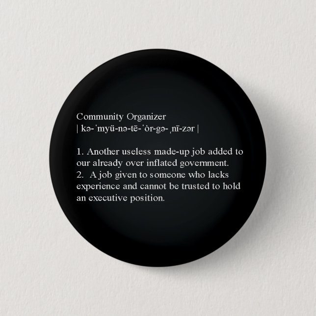 Community Organiser Definition 6 Cm Round Badge (Front)