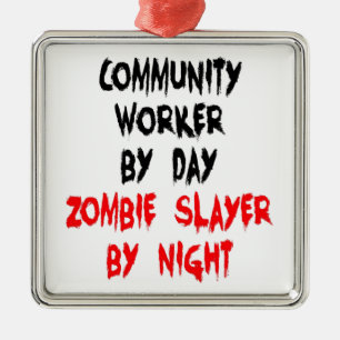 Community Worker Zombie Slayer Metal Tree Decoration