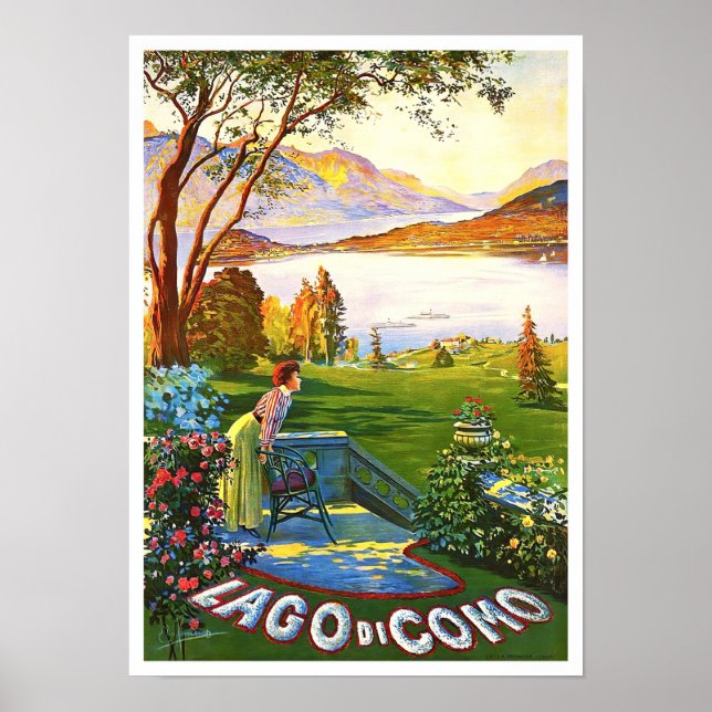 Como Lake Italy vintage travel Poster (Front)