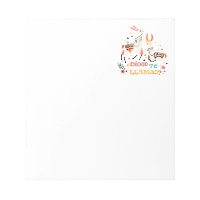 Como te Llamas. Funny Spanish Word Humor. Notepad (Front)