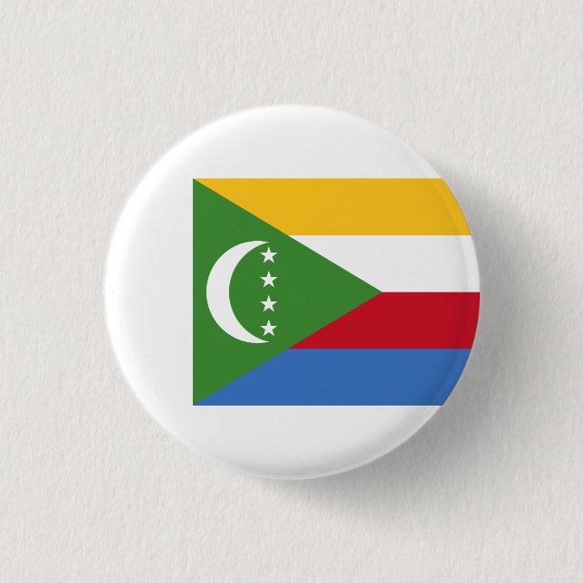Comorian Flag, Flag of Comoros 3 Cm Round Badge (Front)