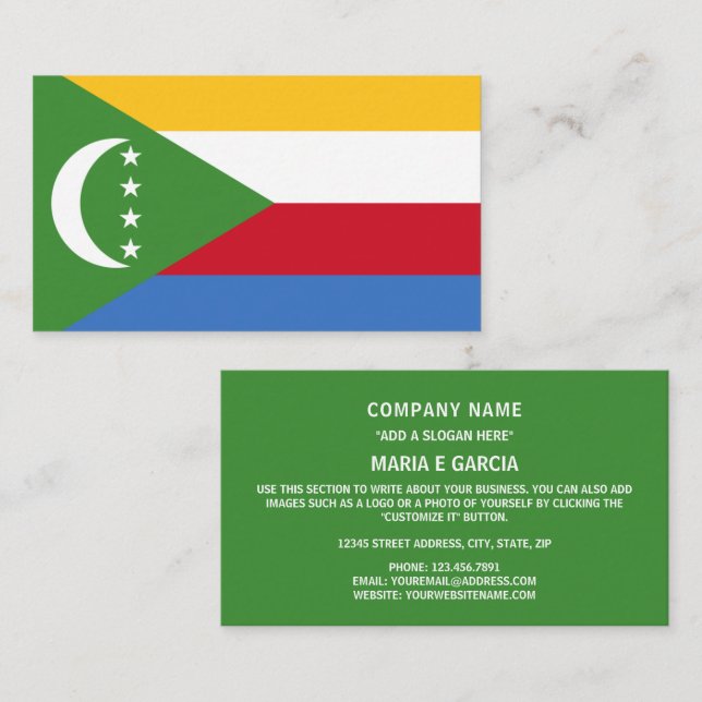 Comorian Flag, Flag of Comoros Business Card (Front/Back)