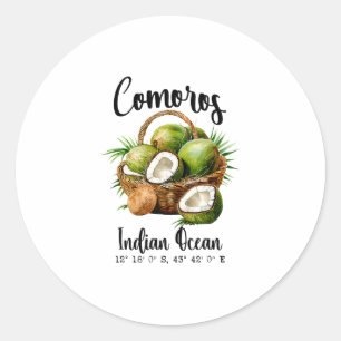 Comoros Coconut Indian Ocean Tropical Island Gps V Classic Round Sticker