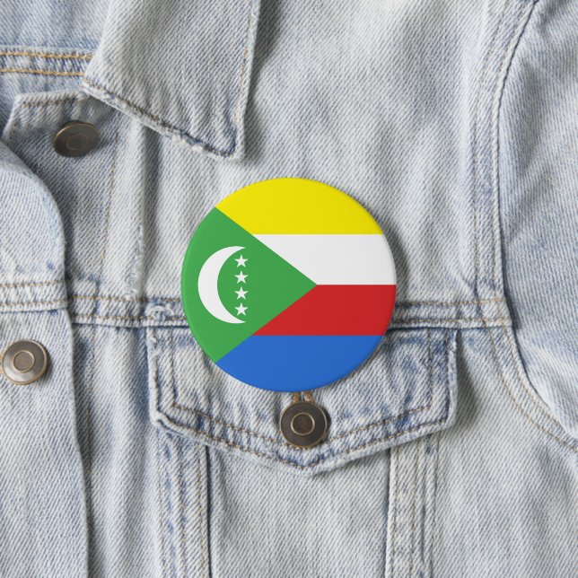 Comoros flag 7.5 cm round badge (In Situ)