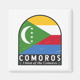 Comoros Flag Emblem Distressed Vintage Magnet