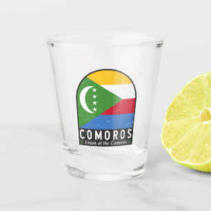 Comoros Flag Emblem Distressed Vintage Shot Glass