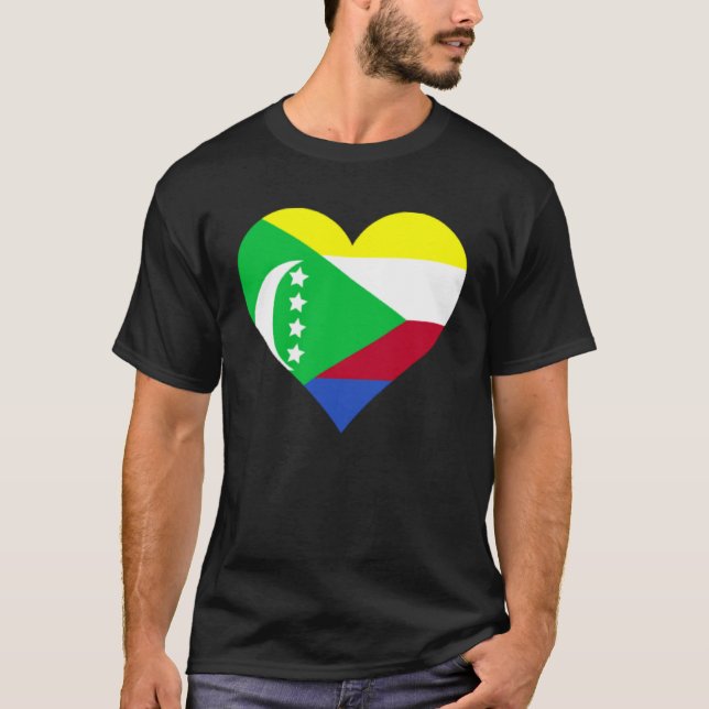 Comoros Flag Heart Comoros  Love Comoros T-Shirt (Front)