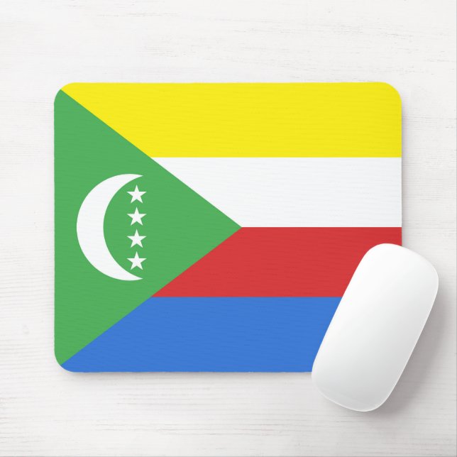 Comoros flag mouse mat (With Mouse)