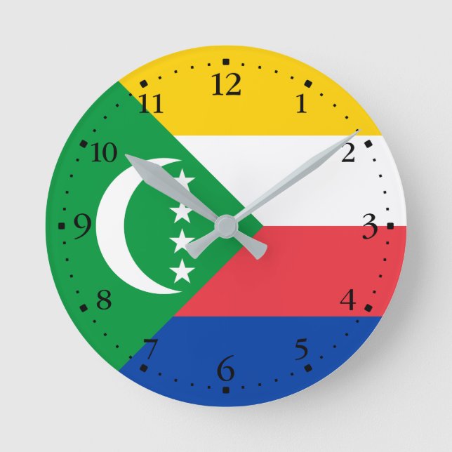 Comoros Flag Round Clock (Front)
