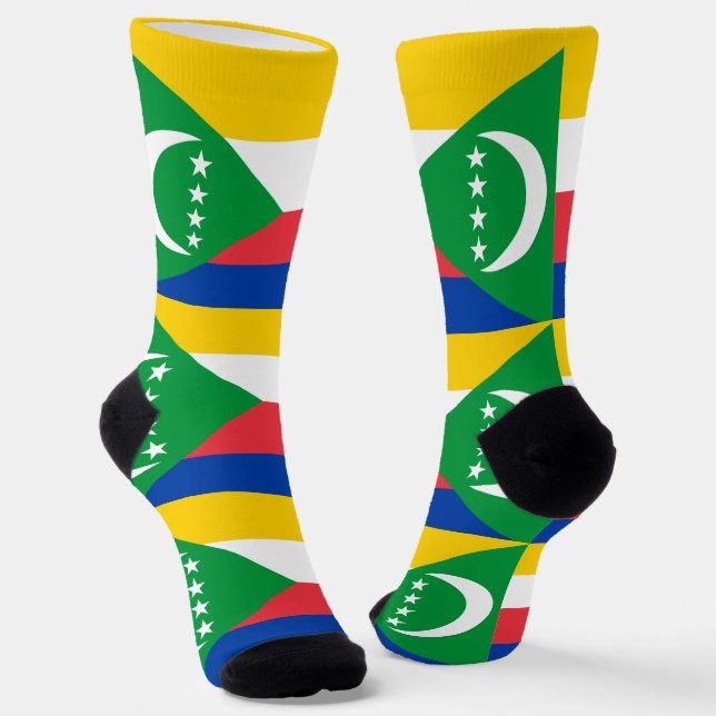 Comoros Flag Socks (Angled)