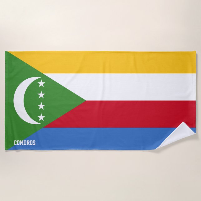 Comoros Flag Splendid Patriotic Beach Towel (Front)