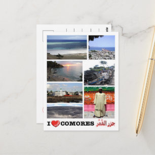 Comoros - I Love - Mosaic - Postcard