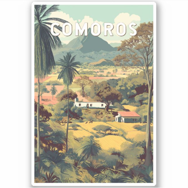 Comoros Illustration Travel Art Vintage (Front)