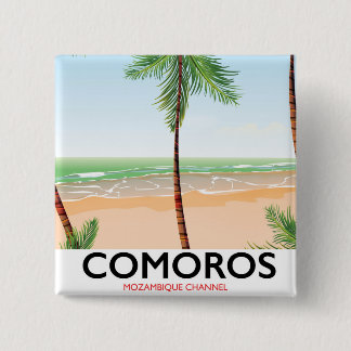 Comoros island vacation poster. 15 cm square badge