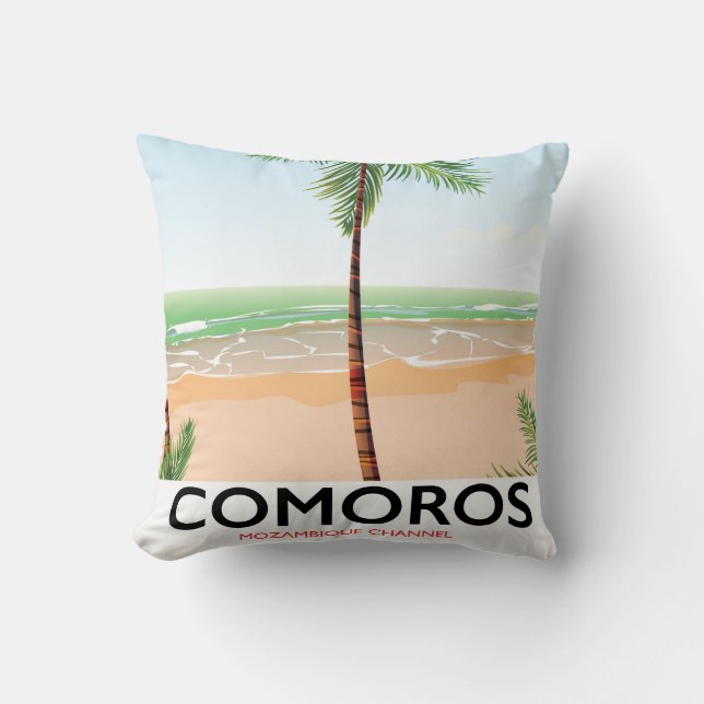 Comoros island vacation poster. cushion (Front)
