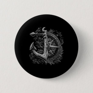 Comp And Anchor Boating Ocean Sea Retro Vintage Sa 6 Cm Round Badge