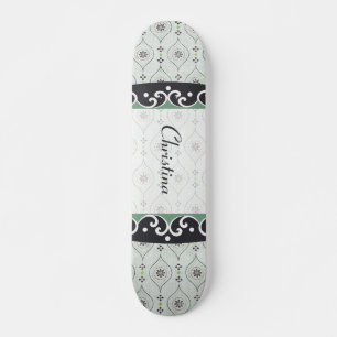 Comp Skateboard Blue Flower Pattern