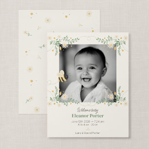 Compact Bumblebee Baby Announcement Photo Card