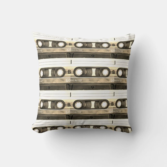 Compact Cassette Tape Old Retro Vintage Cushion (Front)
