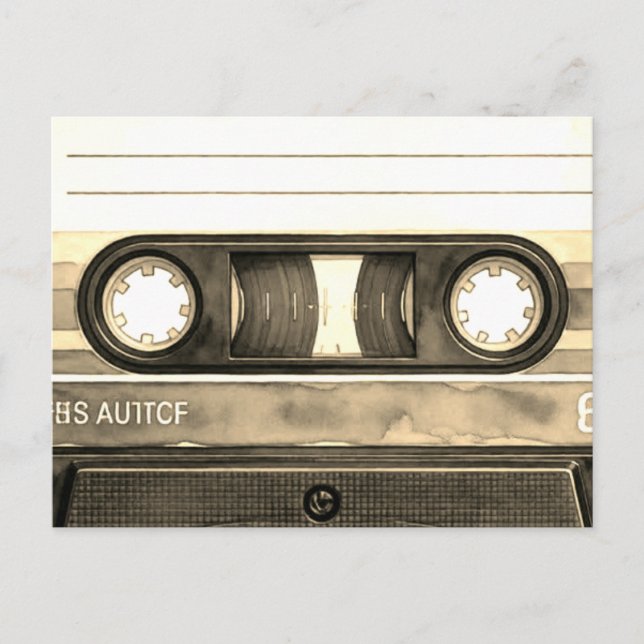 Compact Cassette Tape Old Retro Vintage Postcard (Front)