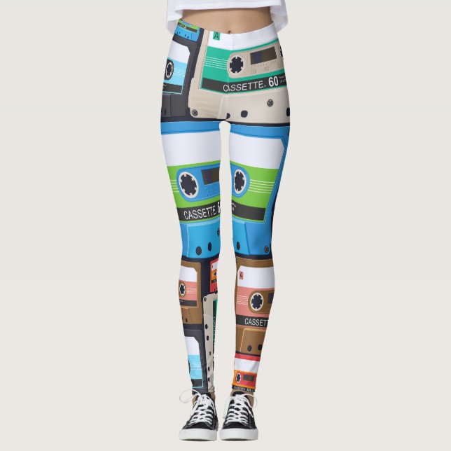 Compact Cassettes Abstract Composition Leggings (Front)