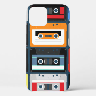 Compact cassettes. Set. Vintage illustration flat  iPhone 12 Case
