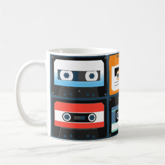 Compact cassettes. Set. Vintage illustration flat Coffee Mug