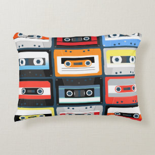 Compact cassettes. Set. Vintage illustration flat Decorative Cushion