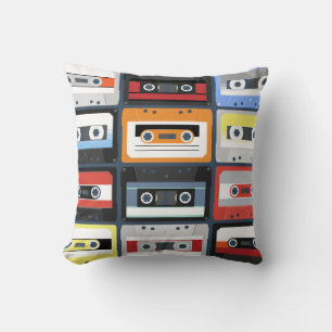 Compact cassettes: vintage flat design. cushion