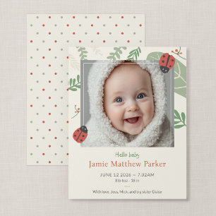 Compact Ladybug New Baby Announcement Photo Card
