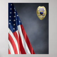 COMPACT POLICE PHOTO BACKDROP - Flag and Badge