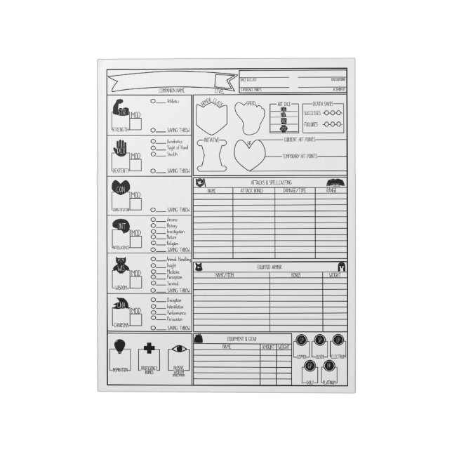 Companion Character Sheets Notepad (Rotated)