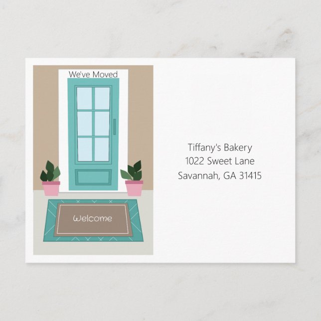 Company Add Logo Option New Address Announcement Postcard (Back)