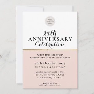 COMPANY ANNIVERSARY elegant black blush pink gold Invitation