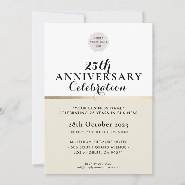 COMPANY ANNIVERSARY elegant black ivory gold Invitation (Front)