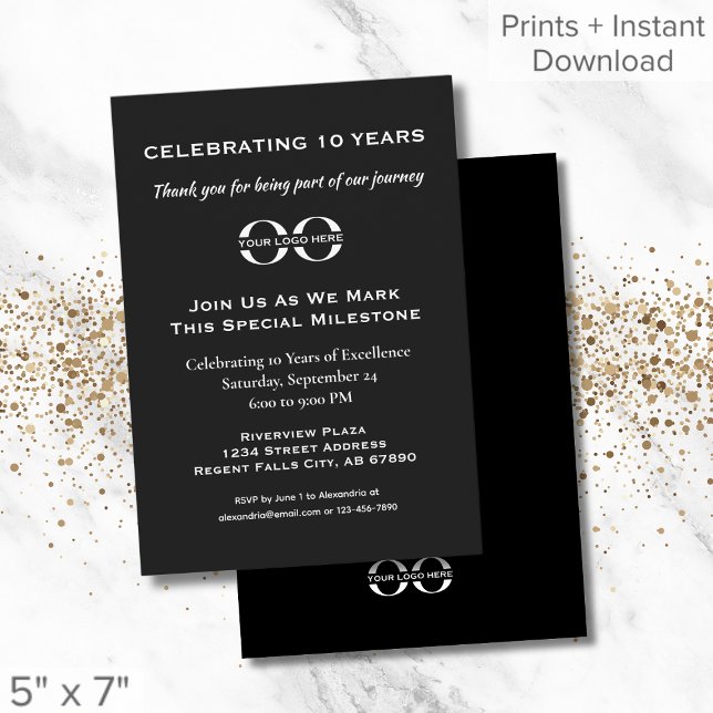 Company Anniversary Invitation with Logo Template (Creator Uploaded)
