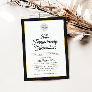 COMPANY ANNIVERSARY modern business black gold Invitation