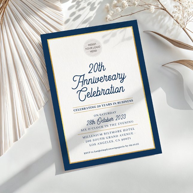 COMPANY ANNIVERSARY modern business navy blue gold Invitation (Creator Uploaded)