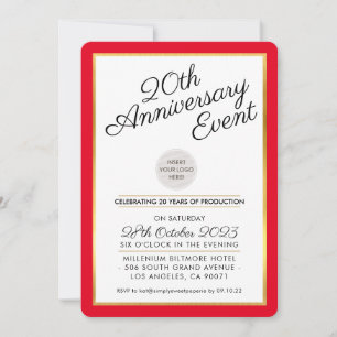 COMPANY ANNIVERSARY PARTY modern business red gold Invitation