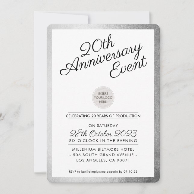COMPANY ANNIVERSARY PARTY modern business silver Invitation (Front)