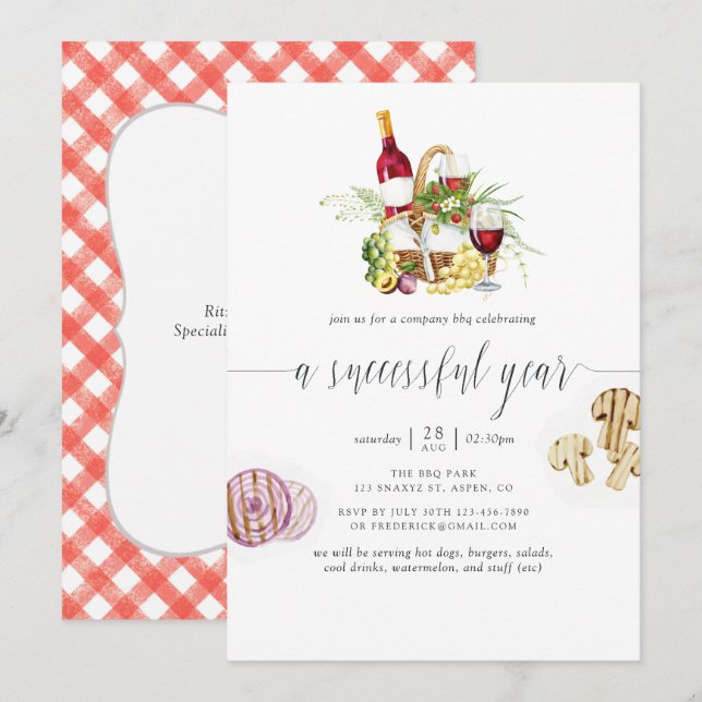 Company BBQ Picnic Add Logo Invitation (Front/Back)