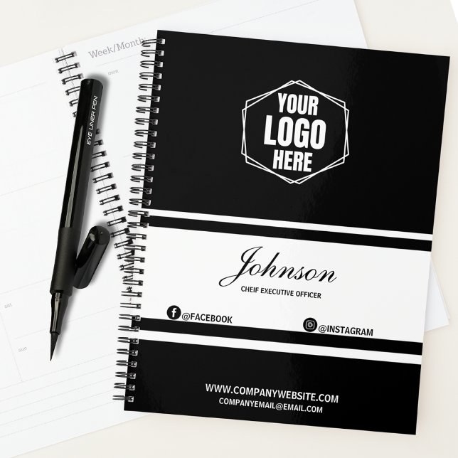 Company Branded Custom Black/White Corporate Gift  Planner (Creator Uploaded)