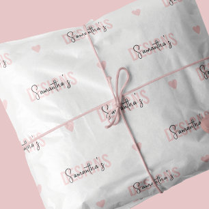 Company Branded Logo Pattern Feminine Pink & White Tissue Paper