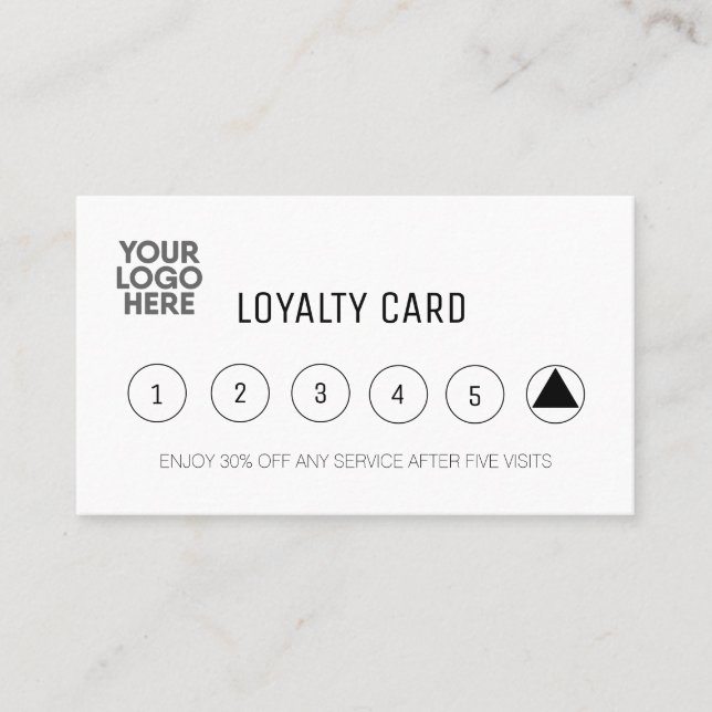 Company Business Add Logo Professional White Loyalty Card (Front)