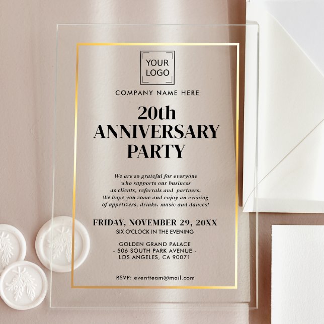  COMPANY BUSINESS CORPORATE LOGO EVENT GOLD BLACK ACRYLIC INVITATIONS (Creator Uploaded)